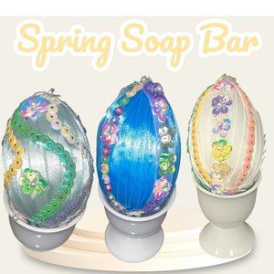 Flower Sequence Ribbon Easter Egg Set 3, Easter Decoration, Satin Ribbon Flower